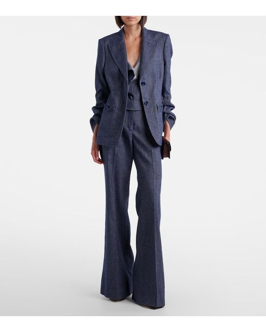 Dorothee Schumacher Blue Fluid Denim Ruffled Crop Top