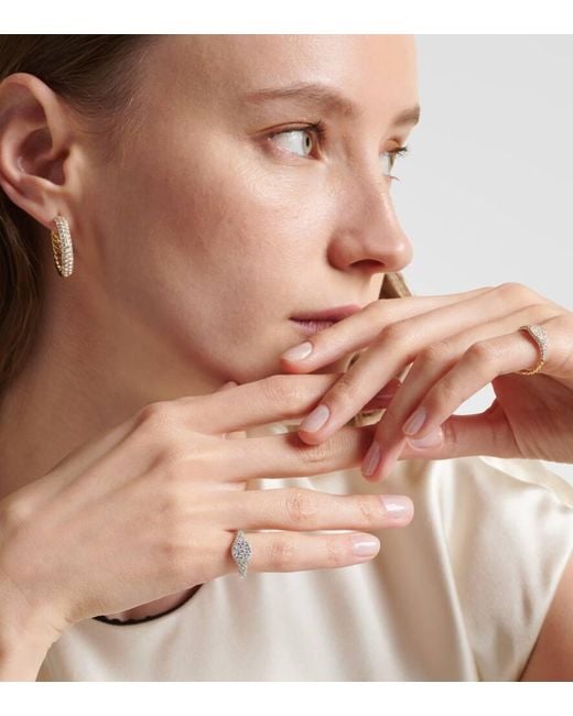 Anillo De Menique Petite Pave De Oro Blanco De 18 Ct Con Diamantes David Yurman de color White
