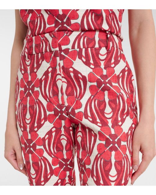 LaDoubleJ Red 24/7 Printed Cotton Straight Pants