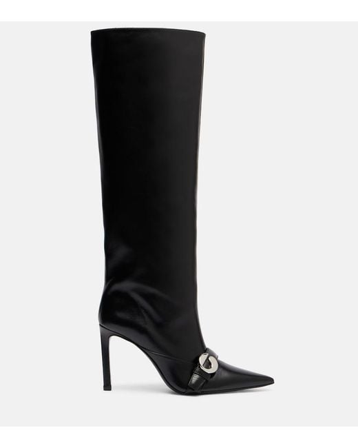 Coperni Black Logo Leather Knee-High Boots