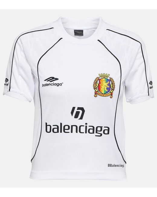 Balenciaga White T-Shirt Soccer aus Jersey