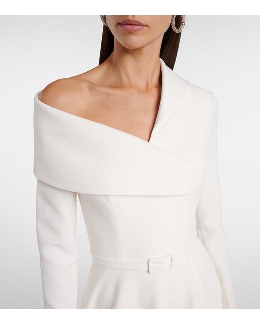 Safiyaa White Odelle Asymmetric Midi Dress