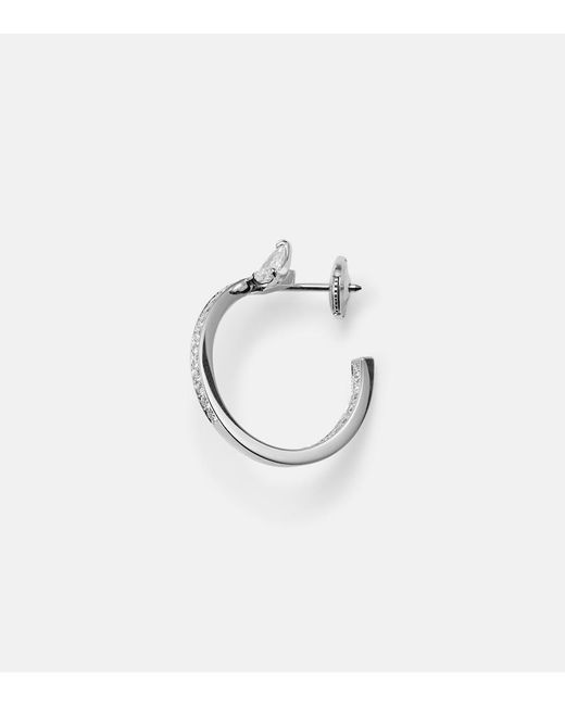 Repossi White Serti Sur Vide 18Kt Single Hoop Earring With Diamonds