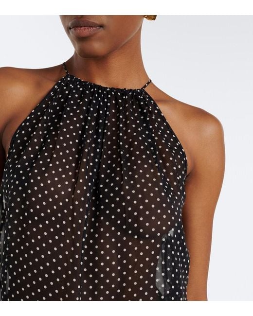 Nili Lotan Gray Nikki Halterneck Polka-Dot Silk Top