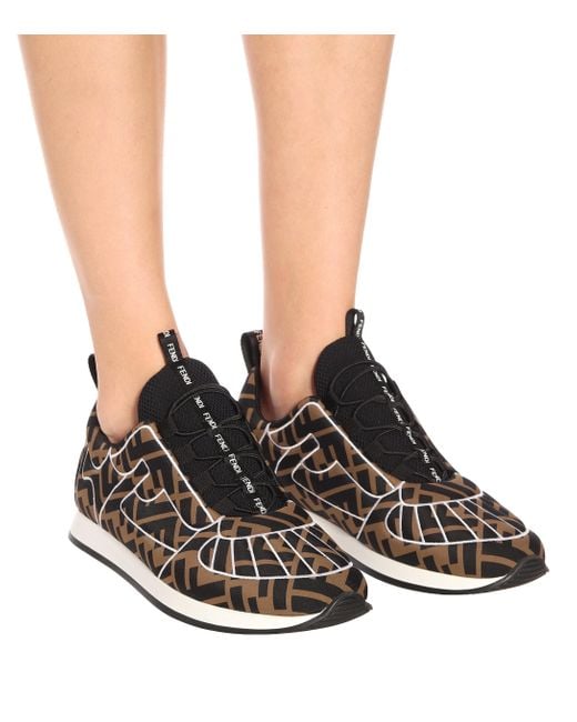 fendi logo print neoprene trainers