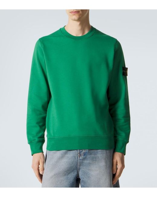 Stone Island Green Compass Cotton Fleece Sweatshirt for men