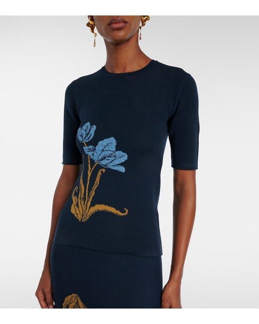 Erdem Blue Floral Jacquard Sweater