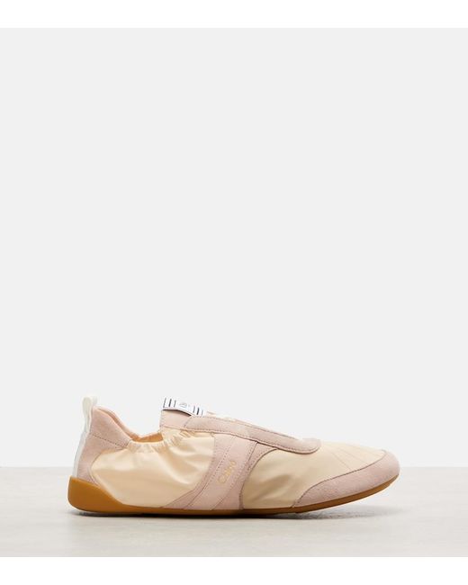 Chloé Pink Kick Suede-Trimmed Sneakers