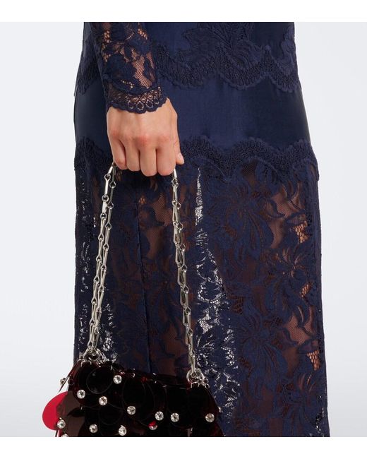 Rabanne Blue Lace High Neck Maxi Dress