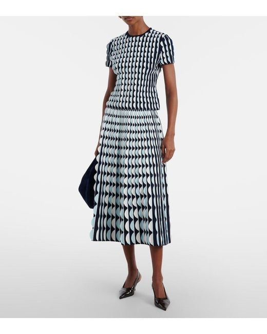 Jonathan Simkhai Blue Kendra Knitted Scalloped Top