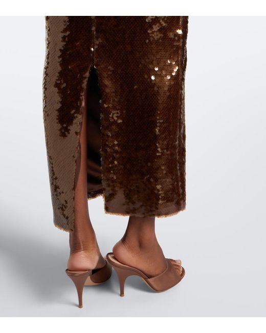 The New Arrivals Ilkyaz Ozel Brown Pulse Sequined Bustier Dress