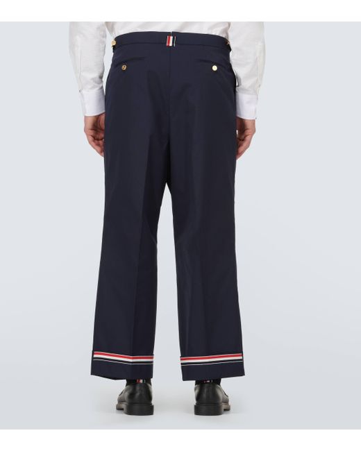 Thom Browne Blue Low-rise Cropped Wide-leg Pants for men