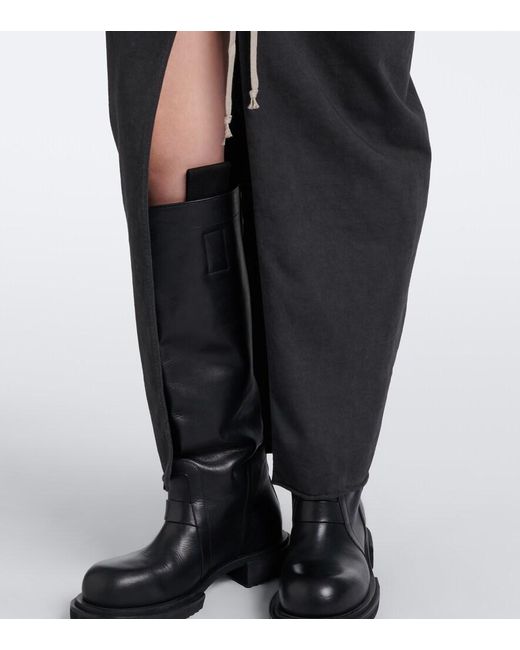 Rick Owens Black Drkshdw Sliced Pillar Cotton Midi Skirt