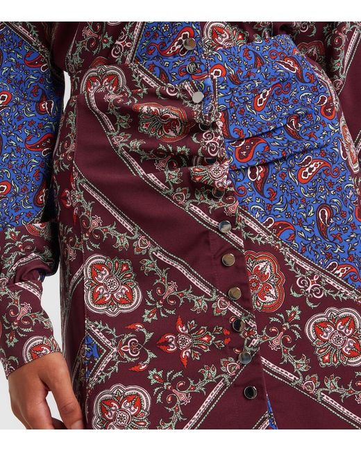 Rabanne Purple Gathered Paisley Printed Miniskirt
