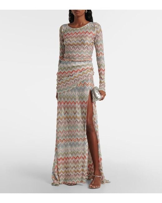 Missoni White Zigzag Metallic Maxi Skirt