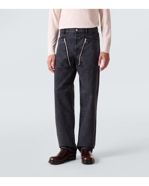 Dries Van Noten Gray Zip-Detail Wide-Leg Jeans for men