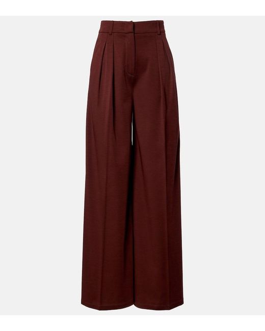 Max Mara Purple Natale High-Rise Wool Wide-Leg Pants