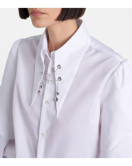 Noir Kei Ninomiya White Embellished Cotton Shirt