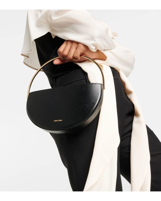Aquazzura Black Purist Mini Leather Shoulder Bag