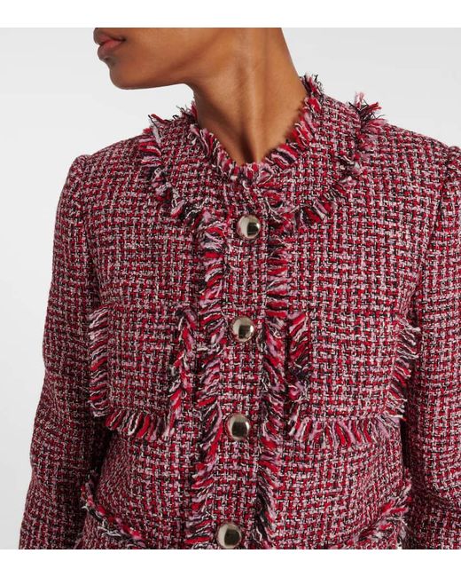Safiyaa Red Wool-Blend Tweed Jacket