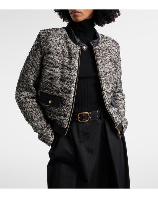 Moncler Gray Down-Paneled Wool-Blend Jacket
