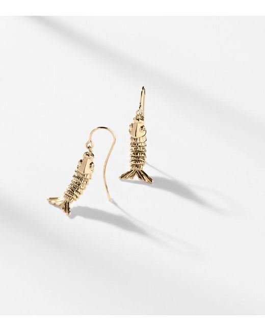 Sydney Evan White Moving Fish 14Kt Earrings With Diamonds