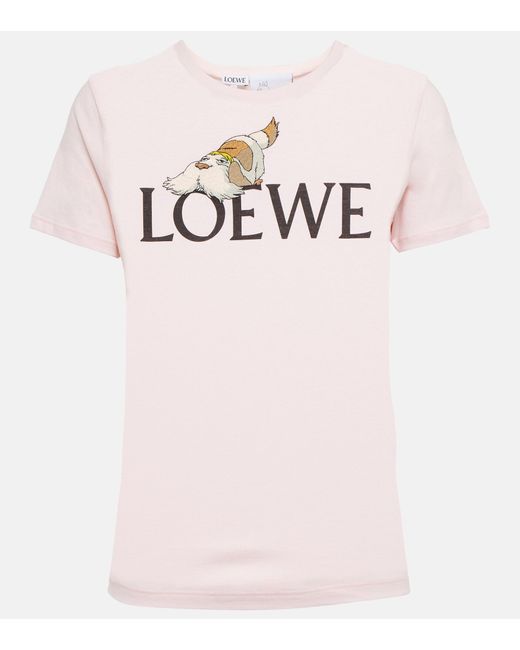 Loewe Pink X Howl's Moving Castle Heen Logo Cotton T-shirt
