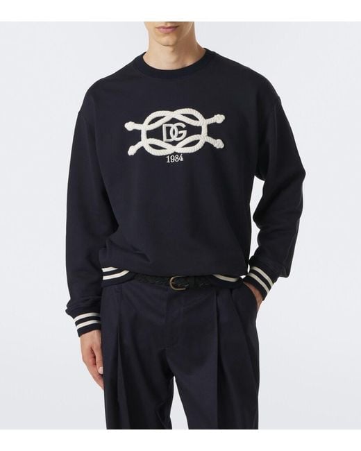 Dolce & Gabbana Black Logo Embroidered Sweatshirt for men