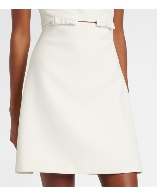Safiyaa White Bridal Jalie Bow-Detail Crepe Minidress