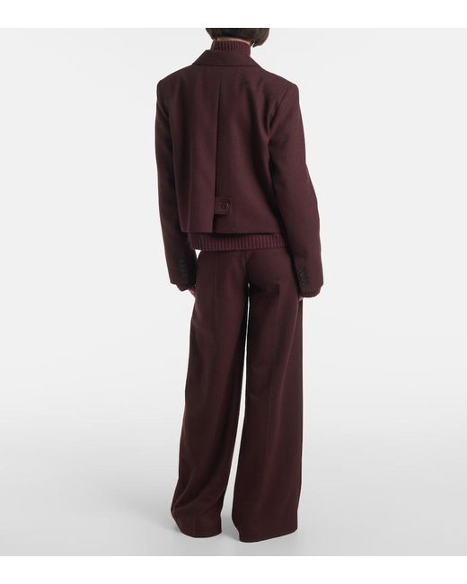 Joseph Purple Cropped Single-Breasted Wool Jacket