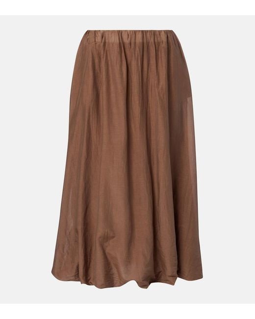 Velvet Brown Ines Cotton And Silk Voile Maxi Skirt