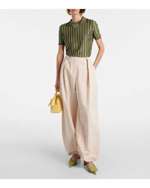 Jacquemus Natural Calisson Pleated Mid-Rise Wide-Leg Pants