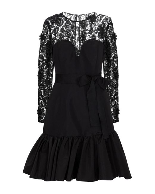Vestido corto de tafetán de seda Carolina Herrera de color Black
