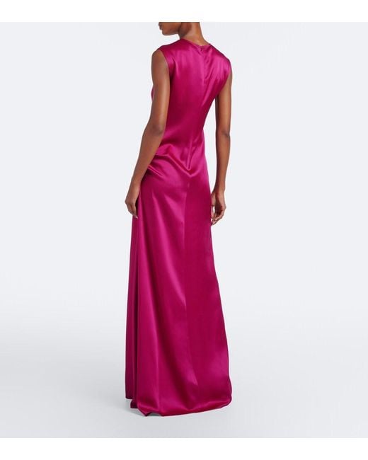 Stella McCartney Purple Draped Satin Maxi Dress