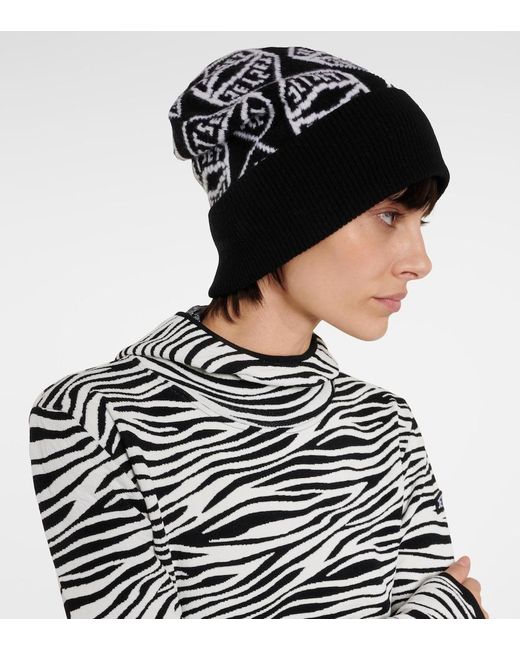 Jet Set Black Logo Wool-Blend Beanie