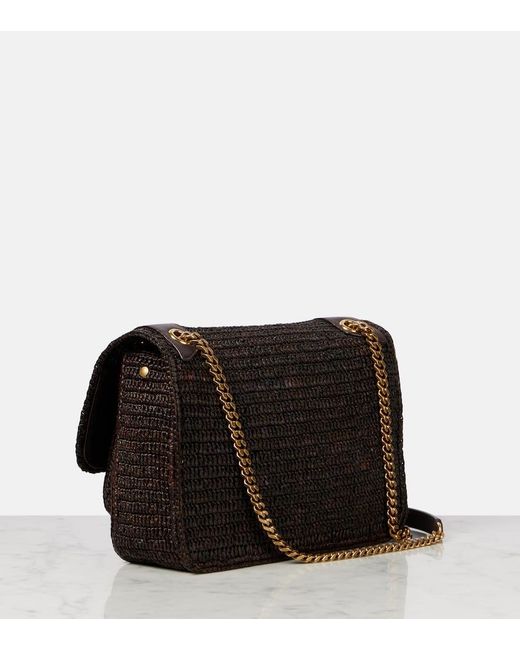 Saint Laurent Black Schultertasche Niki Medium Aus Raffiabast