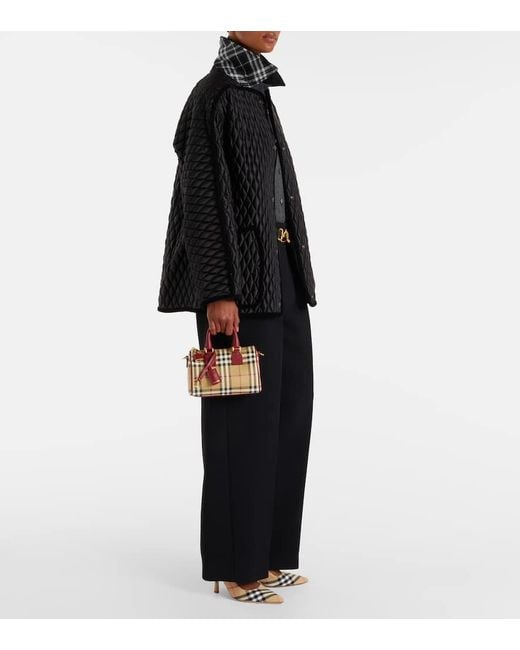 Burberry Red Check Small Leather-Trimmed Canvas Tote Bag