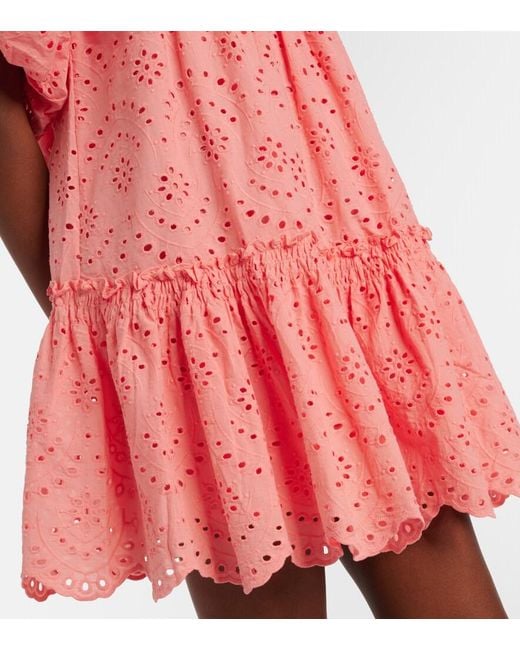 Poupette Pink Cruz Broderie Anglaise Cotton Minidress