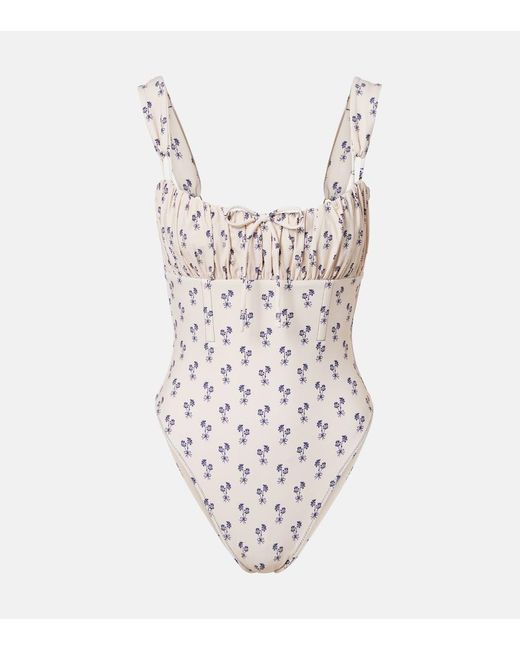Montce White Cynthia Floral Ruffled Swimsuit