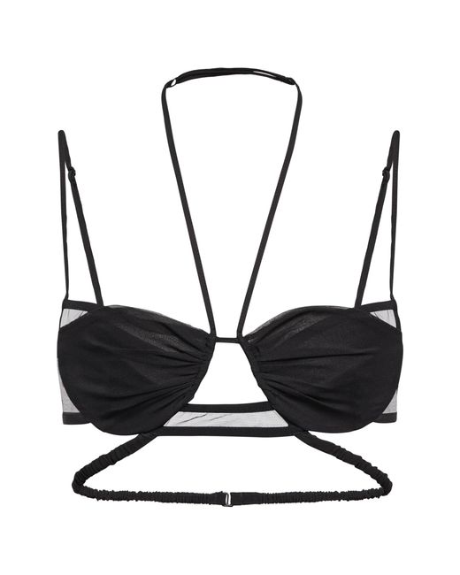 Nensi Dojaka Silk Mesh And Halterneck Bra in Black Lyst
