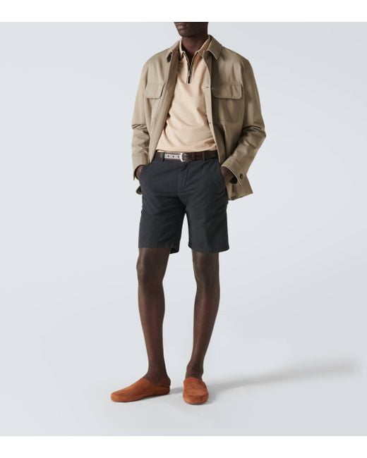Loro Piana Black Cotton-blend Bermuda Shorts for men