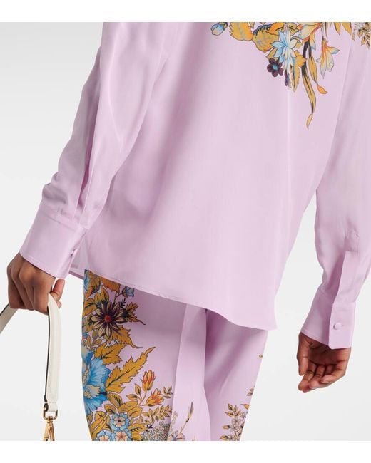 Camisa de seda floral Etro de color Pink