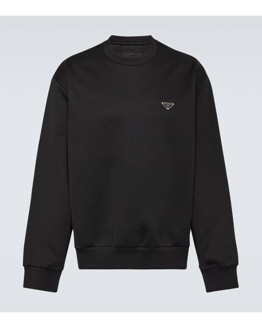 Prada Black Logo Cotton-blend Sweatshirt for men