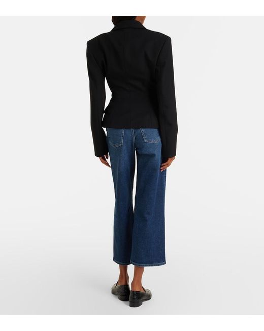 7 For All Mankind Blue Stovepipe Cropped Straight Jeans