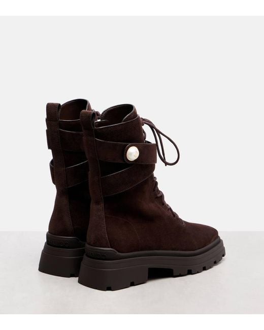 Jimmy Choo Brown Noemi 45 Suede Combat Boots