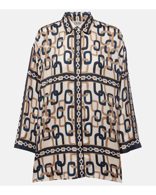 Max Mara Black Adria Printed Silk Shirt