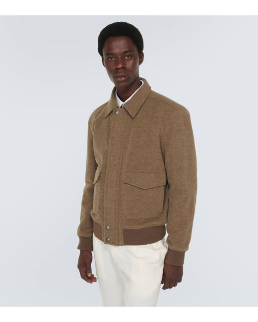 Ralph Lauren Purple Label Brown Wool-blend Bomber Jacket for men
