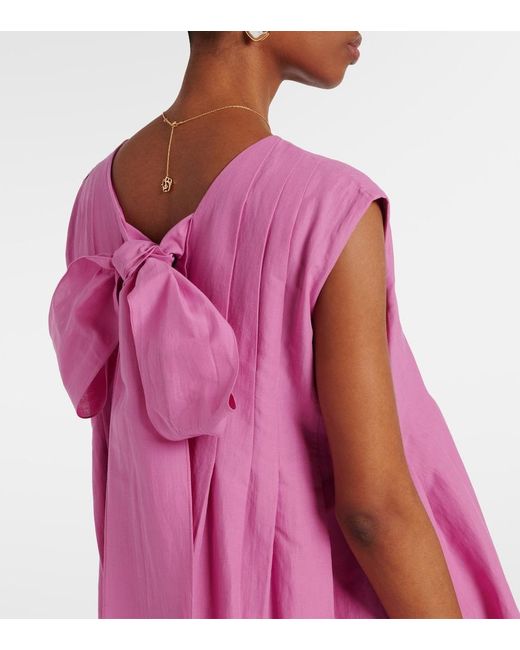 Max Mara Purple Max Mara Piega Ramie And Cotton Pleated Maxi Dress