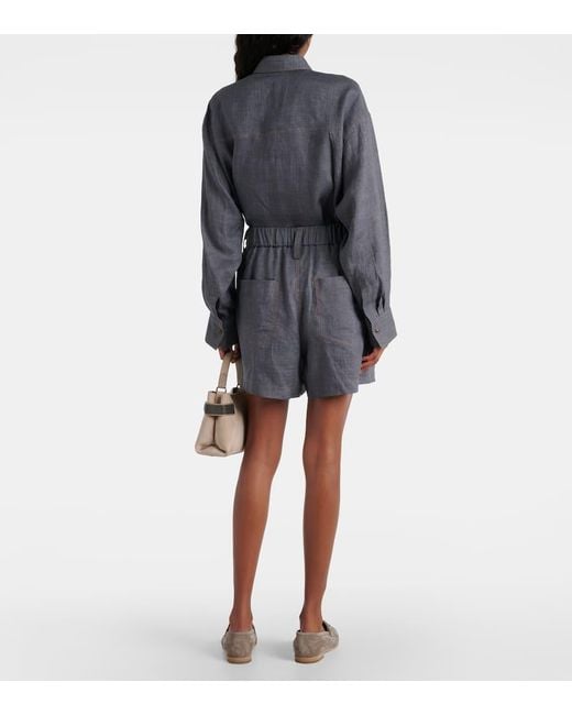 Shorts in lino di Brunello Cucinelli in Gray