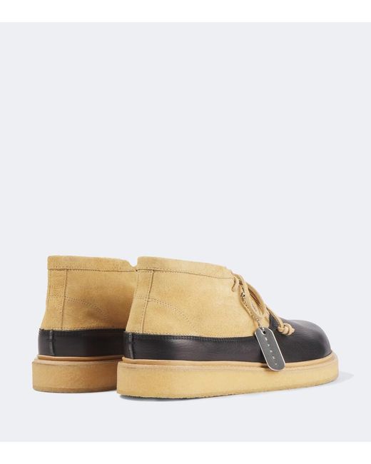 Marni Natural Leather And Suede Desert Boots for men